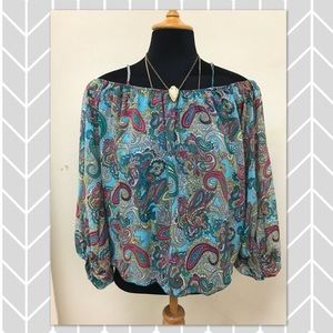 Cold shoulder Paisley Print Top